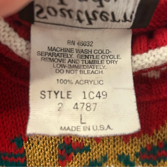 90’s Southern Lady VINTAGE UGLY CHRISTMAS SWEATER Snowman Snowflake Collar Large - Picture 6 of 9